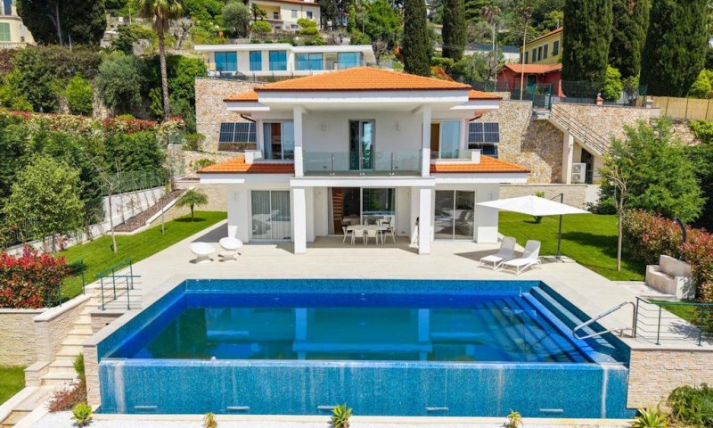 Exclusive designer villa with heated infinity pool and sea view in Bordighera